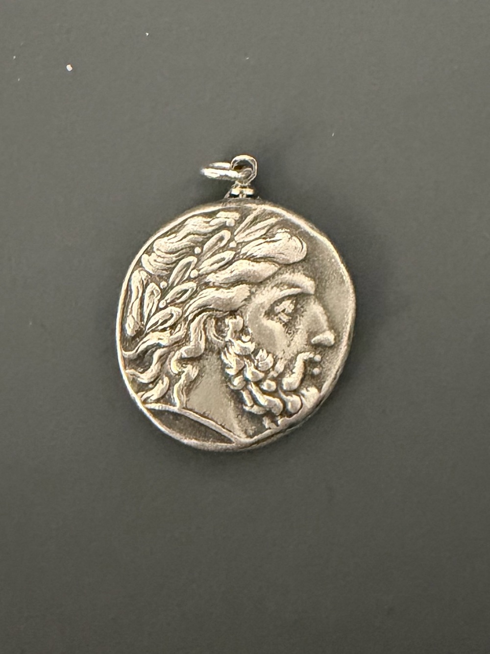 Antique-Style Silver Zeus Coin Pendant with Profile Relief